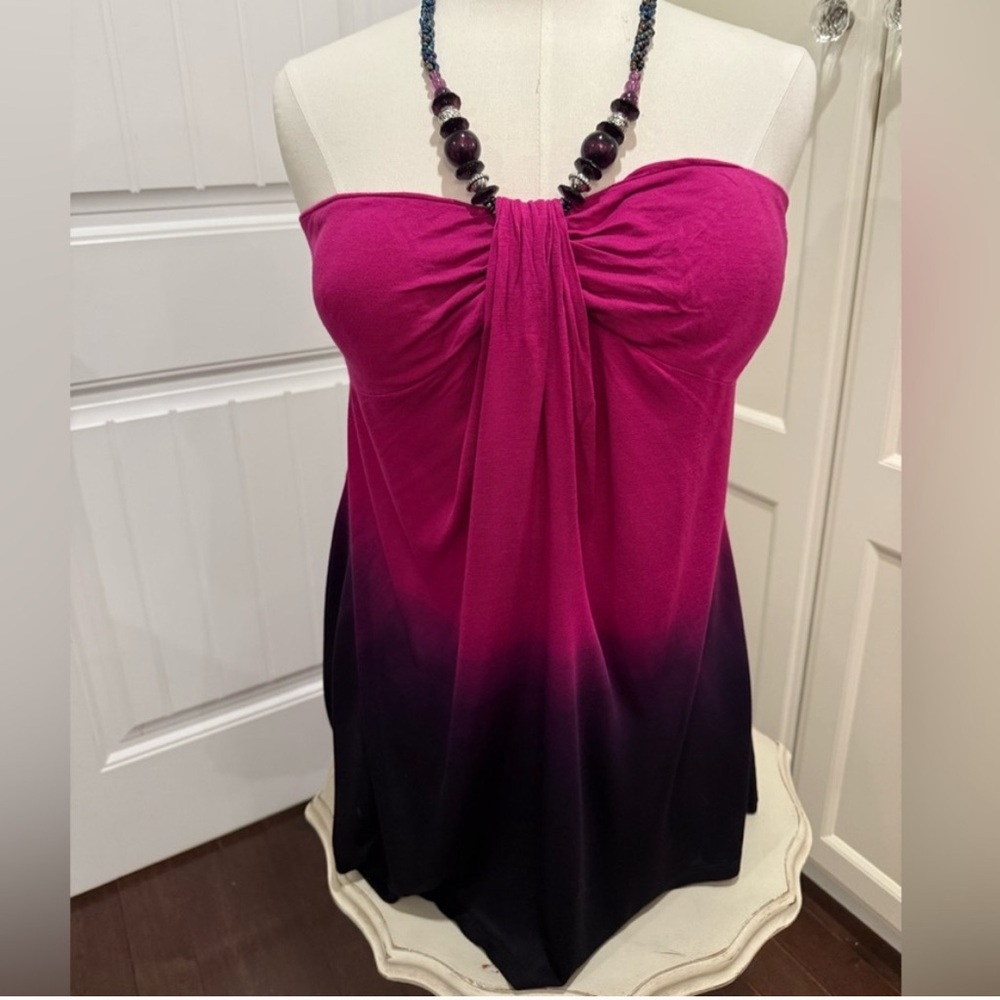 VENUS Pink and Black Ombre Strapless Blouse